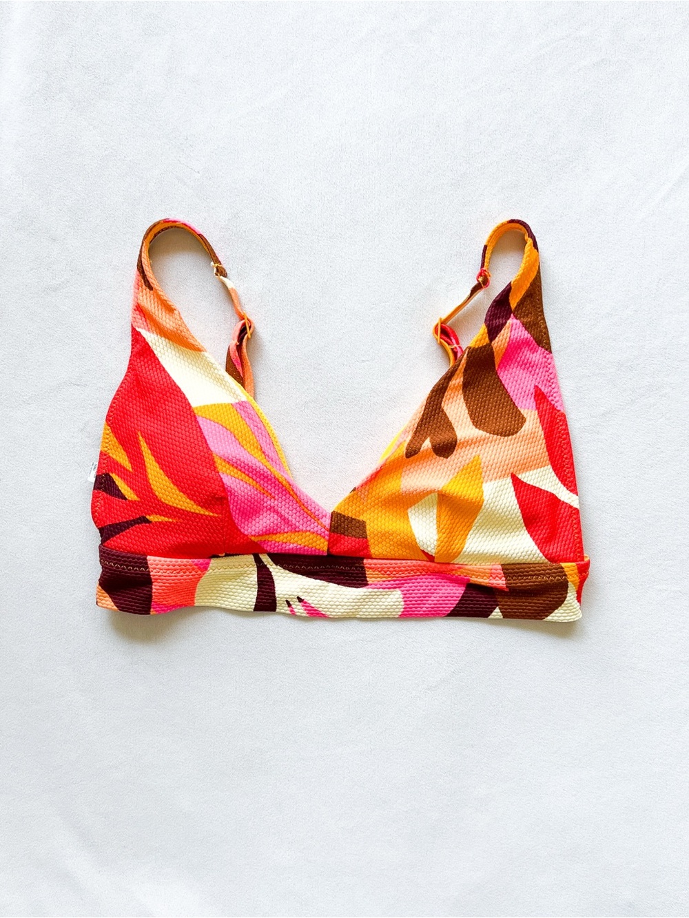 aerie Multicolor V-Neck Bikini Top - Pink, Orange, Brown